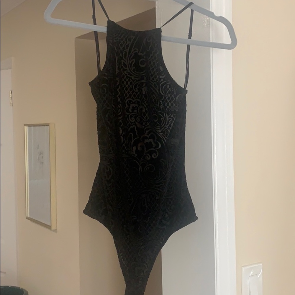 Black velvet leotard